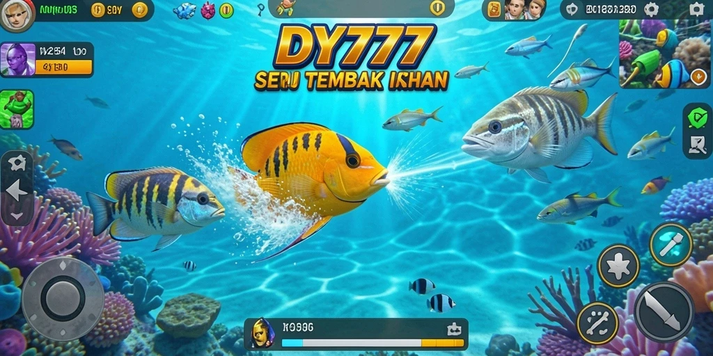 Tampilan gameplay DY777 yang menampilkan keseruan Tembak Ikan.