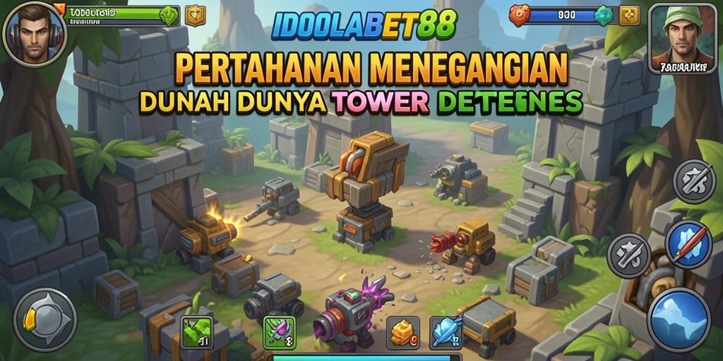 Screenshot gameplay IDOLABET88 menampilkan strategi menara yang seru.