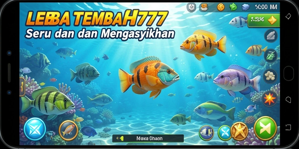 Screenshot gameplay LEBAH777 menampilkan aksi Tembak Ikan yang seru.