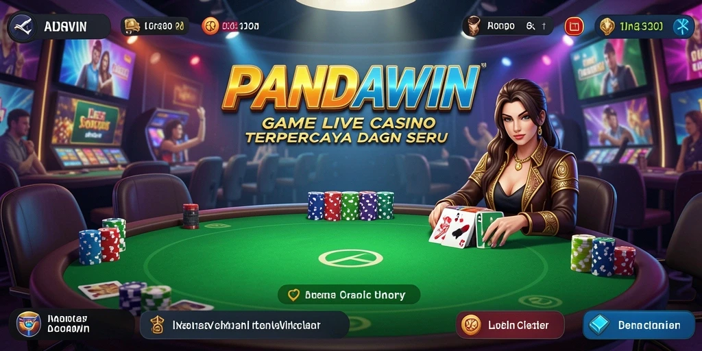 Screenshot gameplay PANDAWIN menampilkan dealer profesional di meja Live Casino.