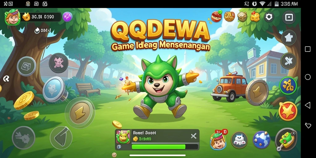 Screenshot gameplay QQDEWA yang menampilkan karakter dalam mode Idle.
